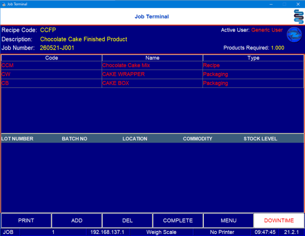 Product Traceability With Job Terminal